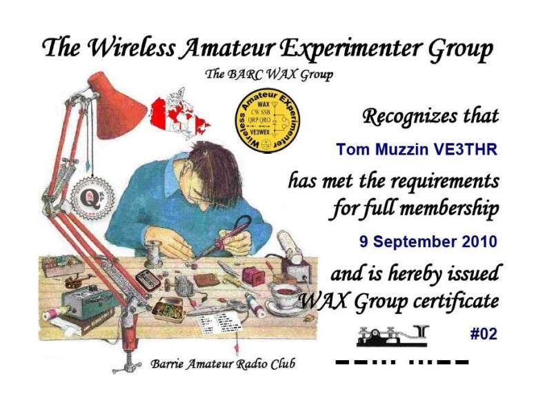 WAX Group Certificate