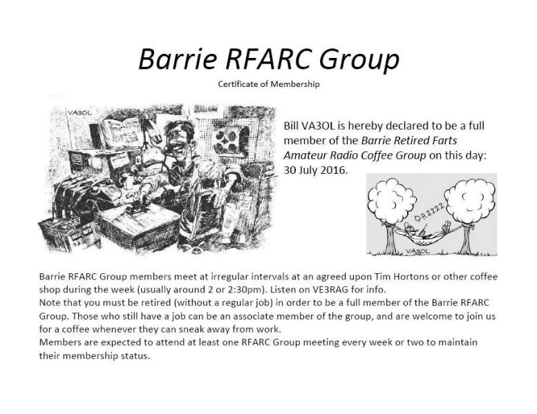 Barrie RFARC Group Certificate